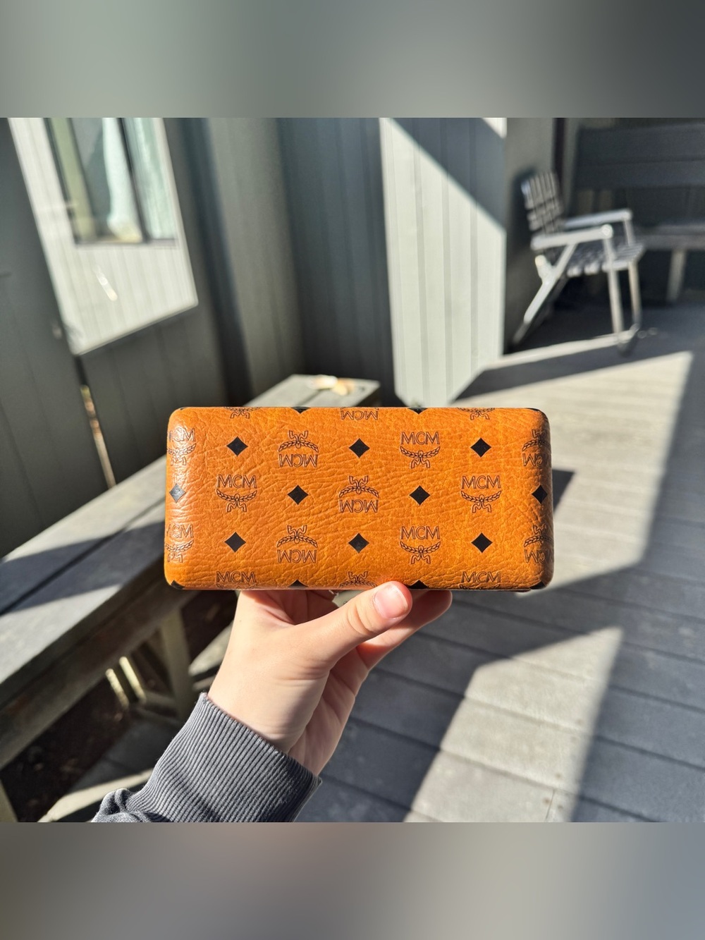 MCM Cognac Visetos Logo Leather Sunglasses Case - Picture 6 of 11